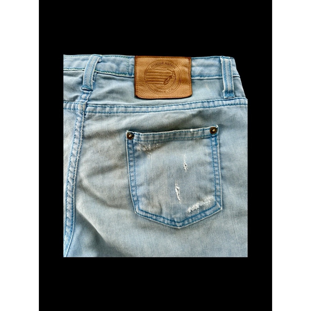 Aviator Nation Cali Lover Low Rise Denim Jean Short Blue Rainbow Sz 29 - Picture 3 of 12